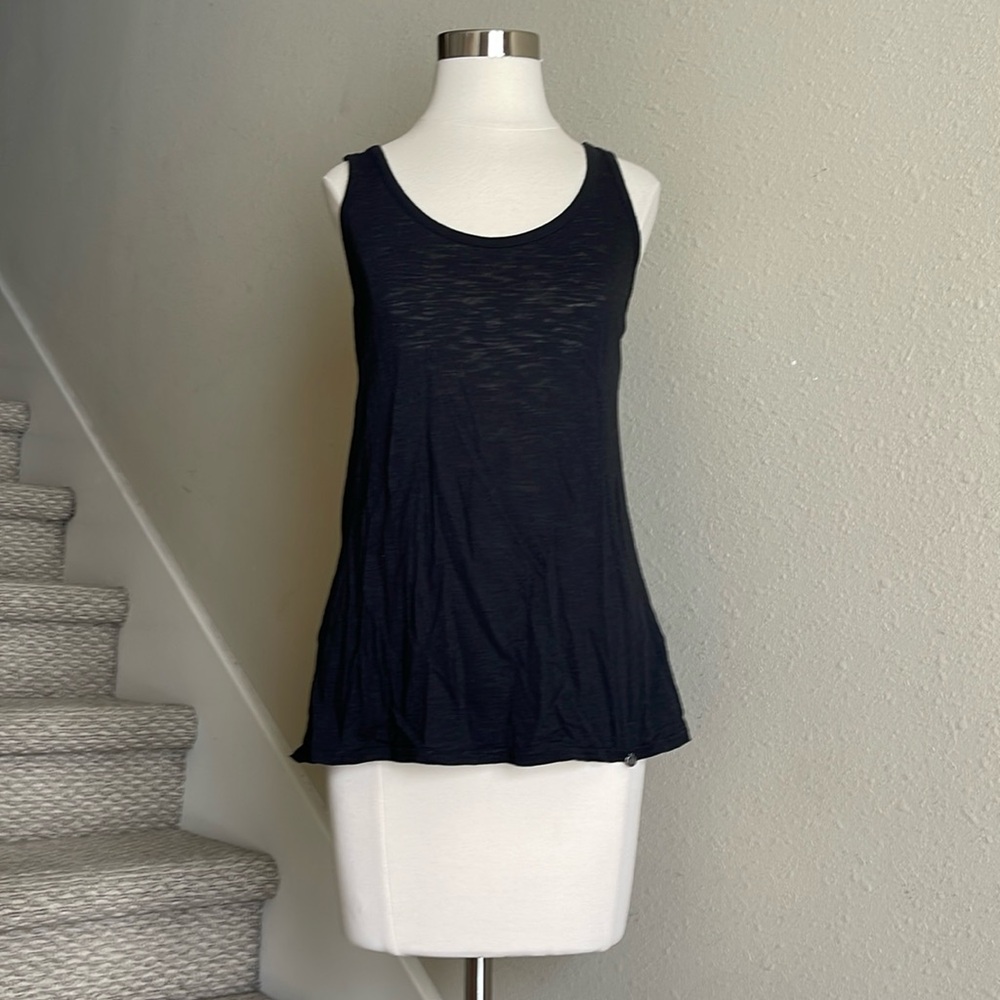 A/X Armani Exchange Sz M Black Sheer Tank Top with Zipper Closure Back